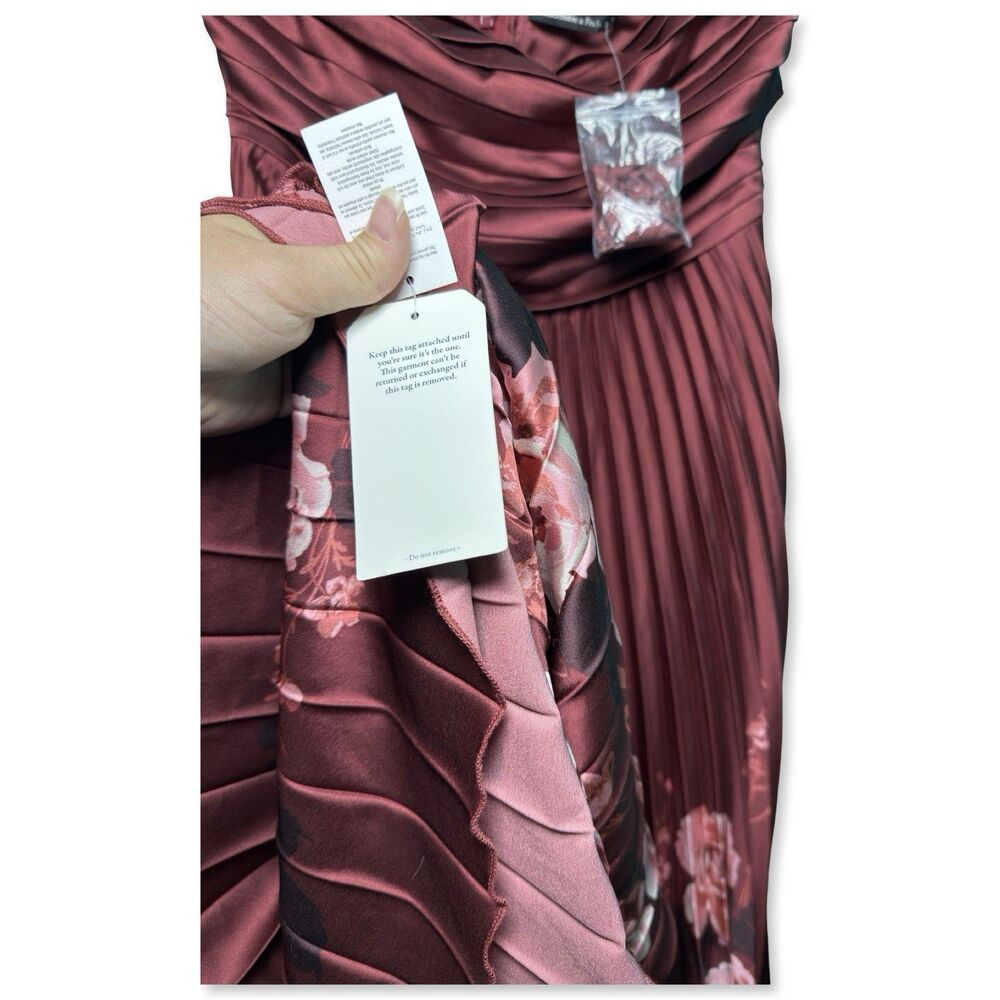 Abercrombie & Fitch Giselle Strapless Satin Maxi Dress | Size L | Rose Floral NW - Picture 3 of 12
